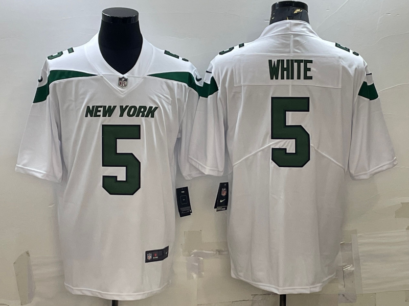 Men's New York Jets Mike White #5 White Game jersey