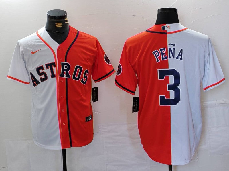 Men's Houston Astros Jeremy Pena #3 White/Orange Limited Player jersey