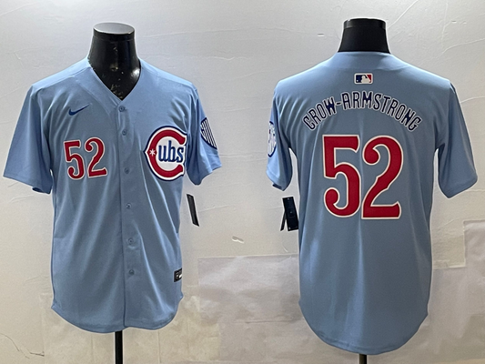 Men's Chicago Cubs Pete Crow-Armstrong #52 Baby Blue 2nd Alternate Limited Player jersey