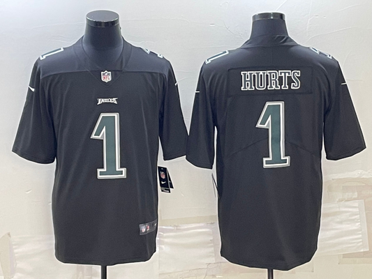 Men's Philadelphia Eagles Jalen Hurts #1 Black Player jersey