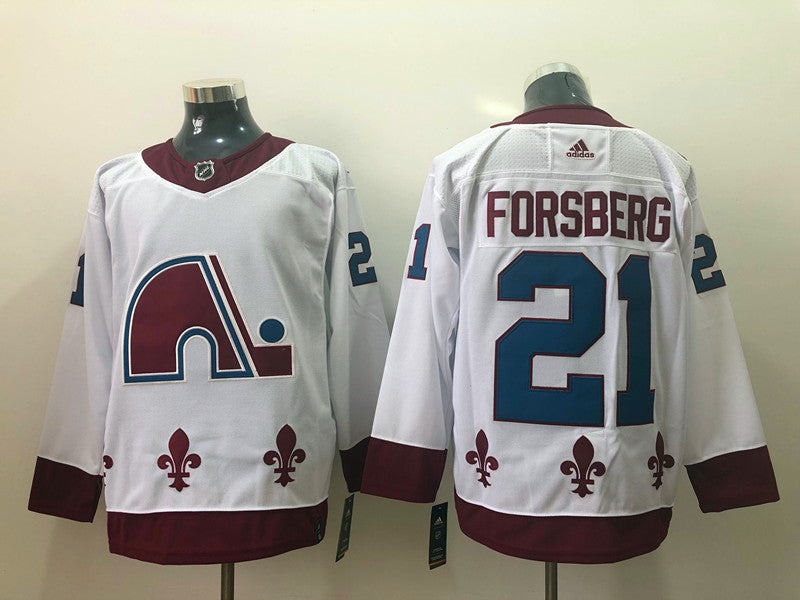 Men's Colorado Avalanche Peter Forsberg #21 White Breakaway jersey