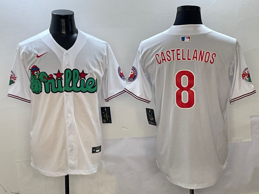 Men's Philadelphia Phillies Nick Castellanos #8 White Game jersey