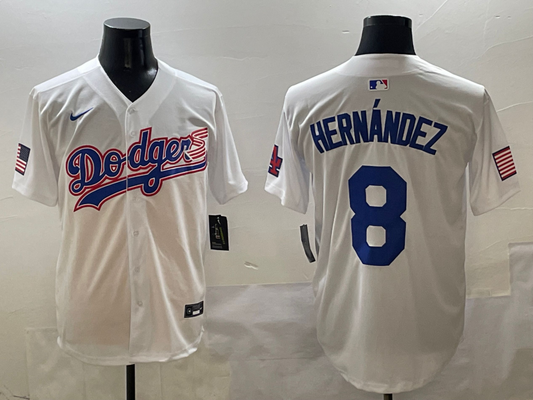 Men's Los Angeles Dodgers Enrique Hernandez #8 White Team Game Jersey