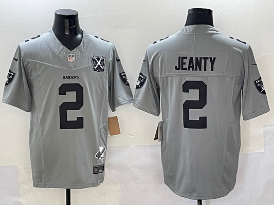 Men's Las Vegas Raiders Ashton Jeanty #2 Gray Game Jersey
