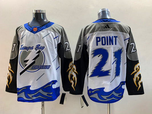 Men's Tampa Bay Lightning Brayden Point #21 White Player jersey