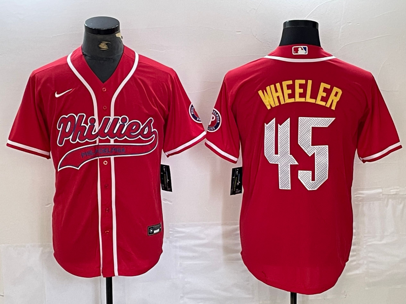 Men's Philadelphia Phillies Zack Wheeler #45 Red Player jersey Joint Edition
