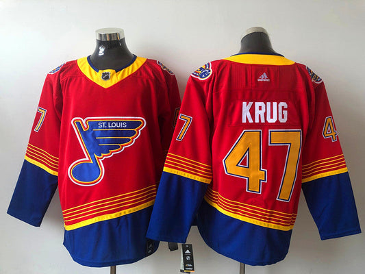 Men's St. Louis Blues Torey Krug #47 Red Breakaway Player jersey