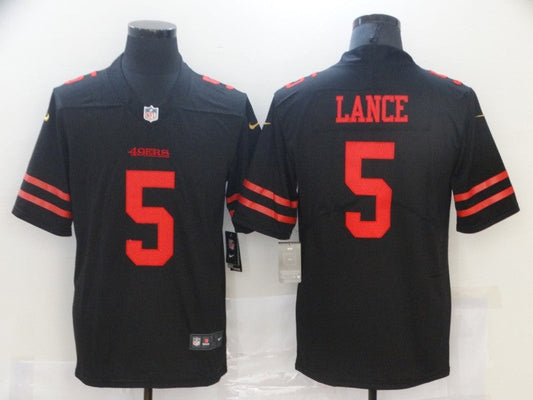 Men's San Francisco 49ers Trey Lance #5 Black Game jersey