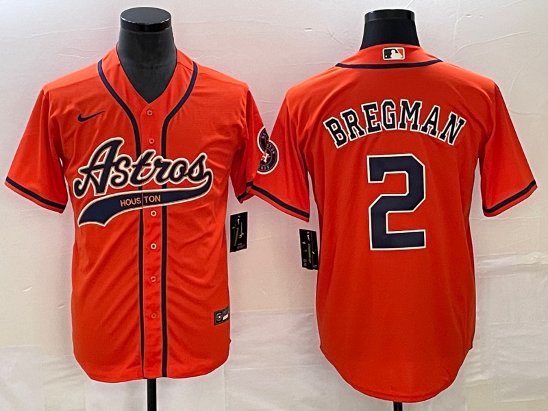 Men's Houston Astros Alex Bregman #2 Orange Replica jersey Joint Edition