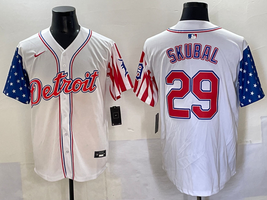 Men's Detroit Tigers Tarik Skubal #29 White Replica Player Jersey