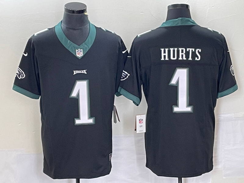 Men's Philadelphia Eagles Jalen Hurts #1 Black Game jersey