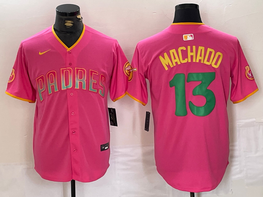 Men's San Diego Padres Manny Machado #13 Pink Replica Player jersey