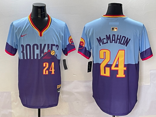 Men's Colorado Rockies Ryan McMahon #24 Purple/Light Blue 2025 City Connect Limited Player jersey
