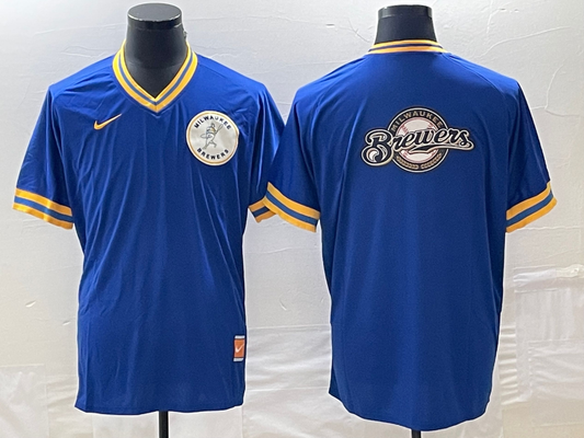 Men's Milwaukee Brewers Blue Road Cooperstown Collection Team jersey