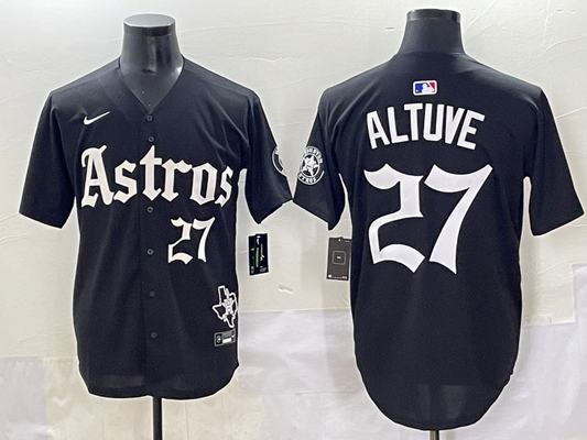 Men's Houston Astros Jose Altuve #27 Black Team Player Jersey