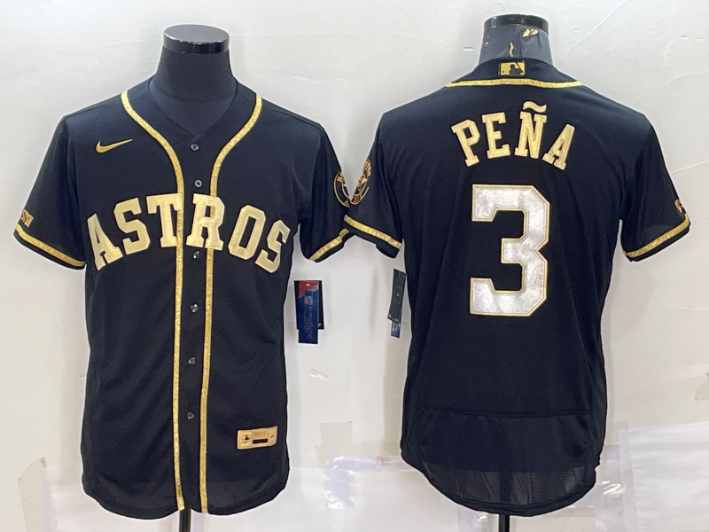 Men's Houston Astros Jeremy Pena #3 Black Replica Team jersey
