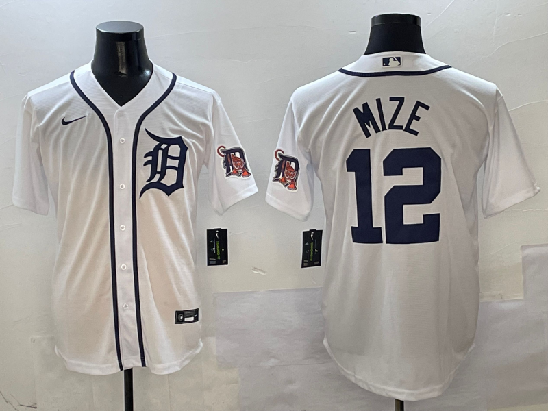 Men's Detroit Tigers Casey Mize #12 White Home Replica Player jersey