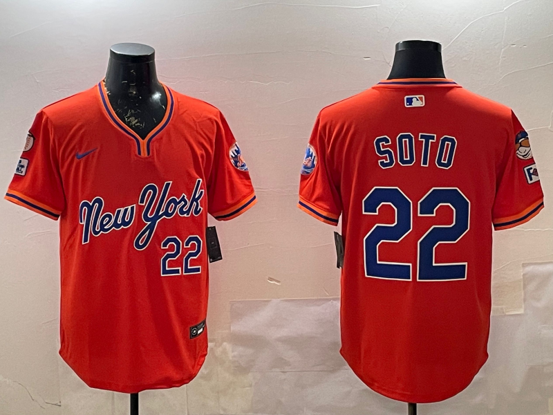 Men's New York Mets Juan Soto #22 Orange Replica Player jersey