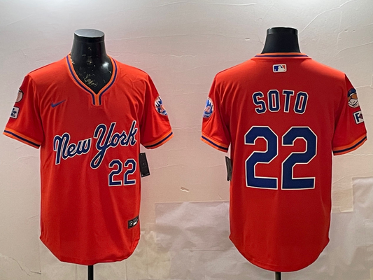 Men's New York Mets Juan Soto #22 Orange Replica Player jersey