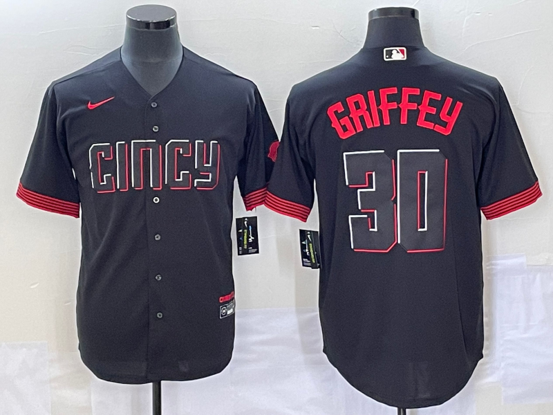 Men's Cincinnati Reds Ken Griffey Jr. #30 Black 2023 City Connect Replica Player jersey