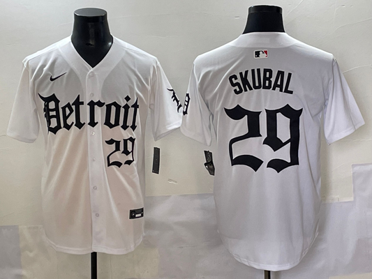Men's Detroit Tigers Tarik Skubal #29 White Game Jersey
