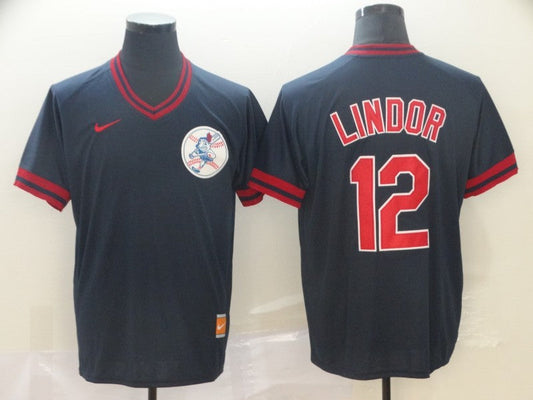 Men's New York Mets Francisco Lindor #12 Navy Replica Baseball jersey