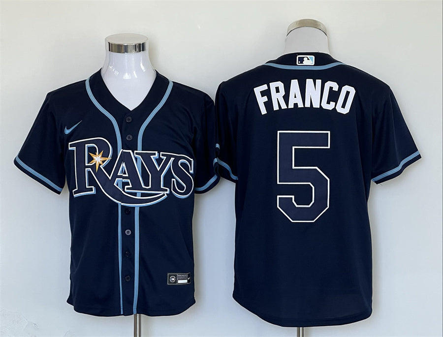 Men's Tampa Bay Rays Wander Franco #5 Navy Replica Baseball jersey