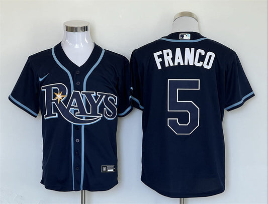 Men's Tampa Bay Rays Wander Franco #5 Navy Replica Baseball jersey