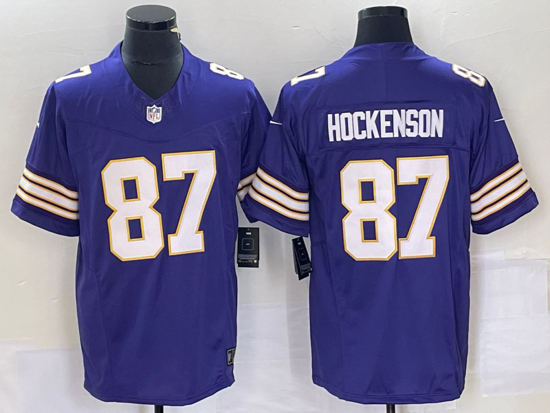 Men's Minnesota Vikings T.J. Hockenson #87 Purple Classic Player jersey