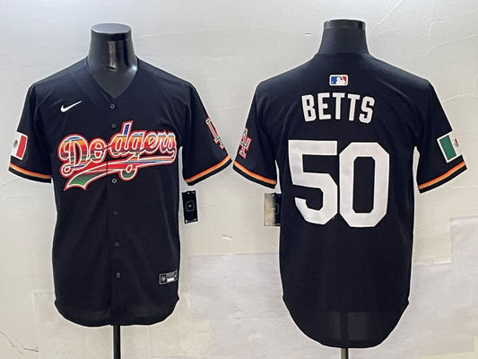 Men's Los Angeles Dodgers Mookie Betts #50 Black Team Game Jersey
