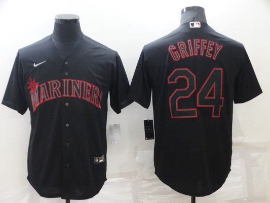 Men's Seattle Mariners Ken Griffey Jr. #24 Black Replica Baseball jersey