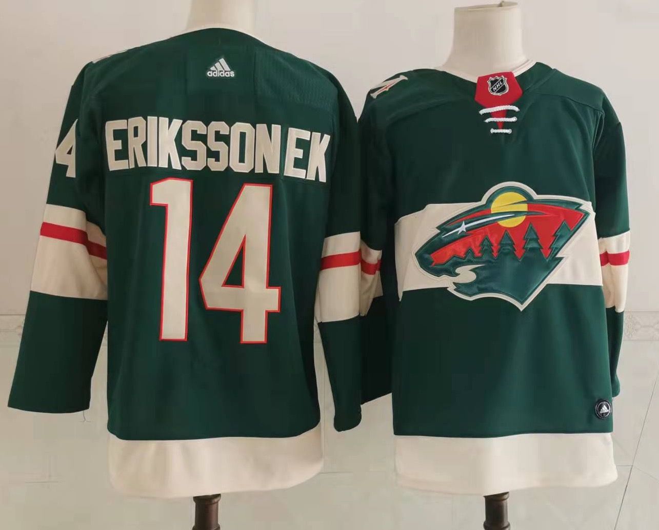 Men's Minnesota Wild Joel Eriksson Ek #14 Green Home Breakaway Player jersey