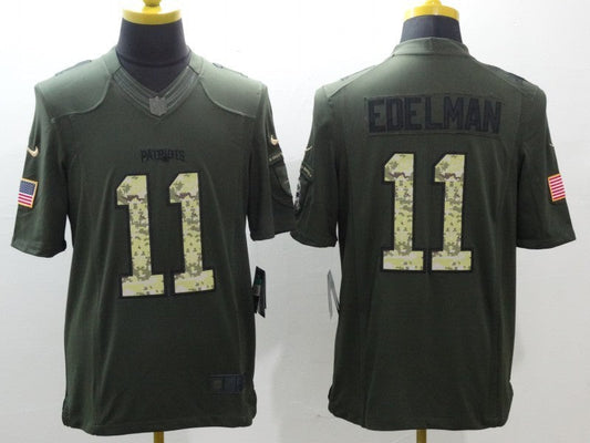 Men's New England Patriots Julian Edelman #11 Army Green Game jersey