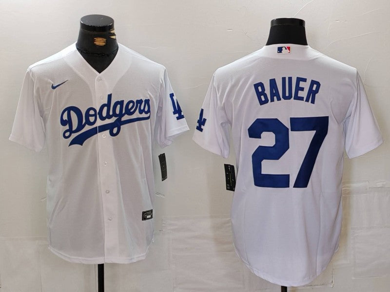 Men's Los Angeles Dodgers Trevor Bauer #27 White Home Replica Player jersey
