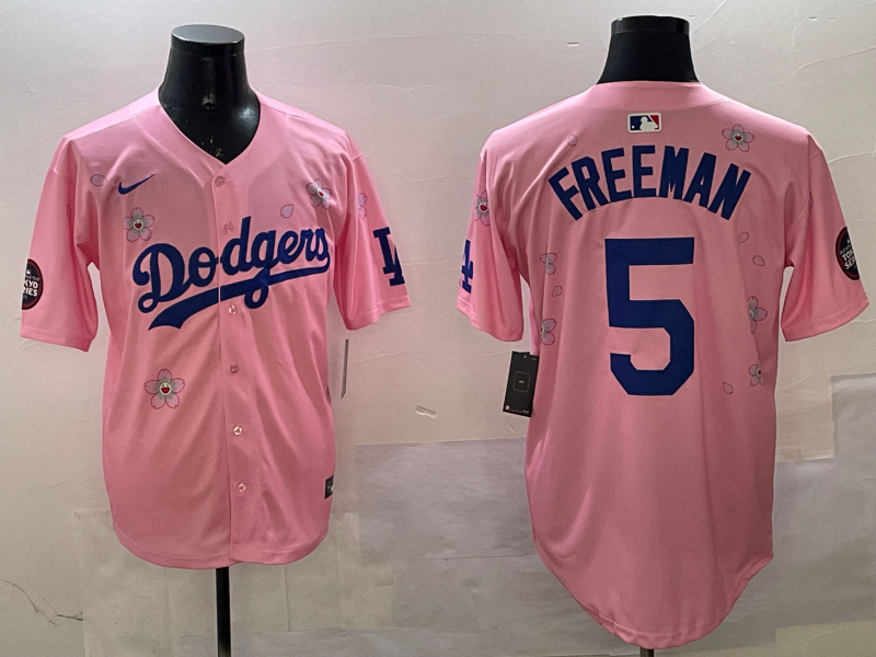 Men's Los Angeles Dodgers Freddie Freeman #5 Pink Alternate Replica Player jersey