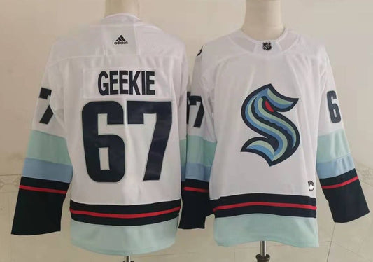 Men's Seattle Kraken Morgan Geekie #67 White Home Breakaway Player jersey