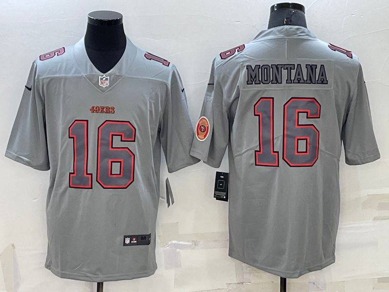 Men's San Francisco 49ers Joe Montana #16 Gray Atmosphere Game jersey
