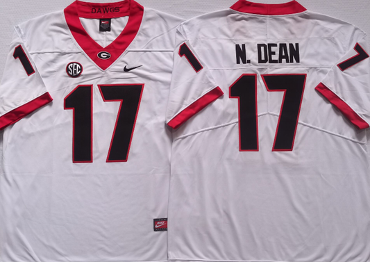 Men's Georgia Bulldogs Nakobe Dean #17 White Player Game Jersey