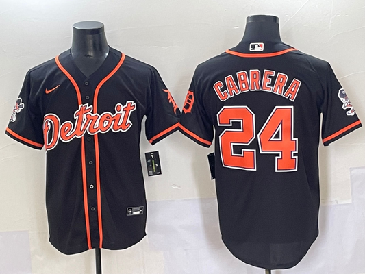 Men's Detroit Tigers Miguel Cabrera #24 Black Limited Player Jersey