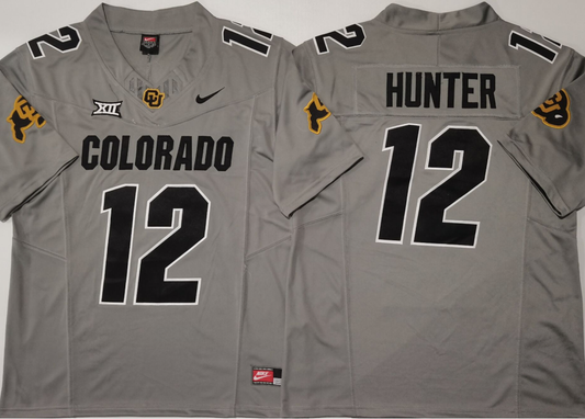Men's Colorado Buffaloes Buffs Hunter #12 Grey Player Game Jersey