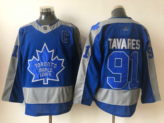 Men's Toronto Maple Leafs John Tavares #91 Blue/Gray Player Game jersey