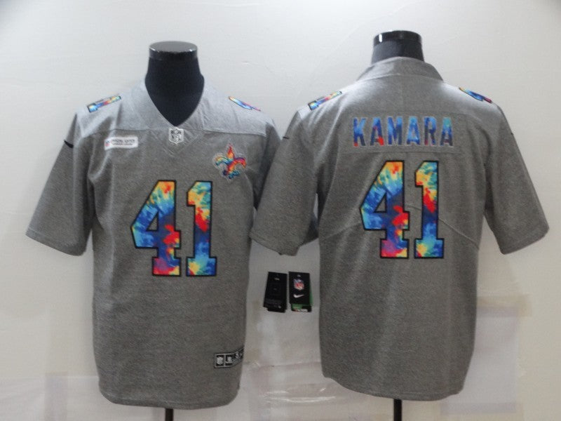 Men's New Orleans Saints Alvin Kamara #41 Gray Game Player jersey