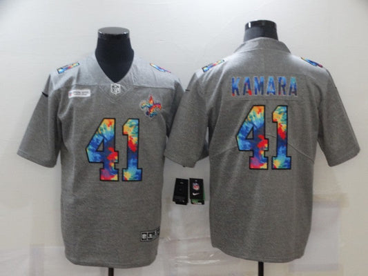 Men's New Orleans Saints Alvin Kamara #41 Gray Game Player jersey