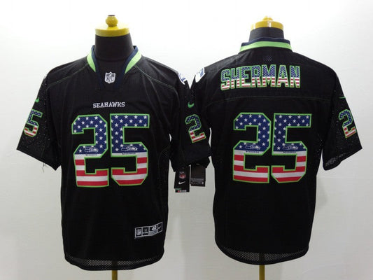 Men's Seattle Seahawks Richard Sherman #25 Black Game jersey