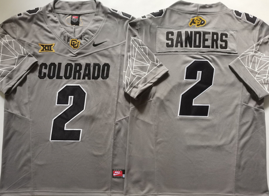 Men's Colorado Buffaloes Shedeur Sanders #2 Grey Game Jersey