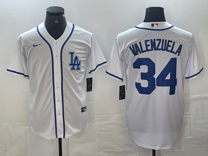 Men's Los Angeles Dodgers Fernando Valenzuela #34 White Limited Player jersey