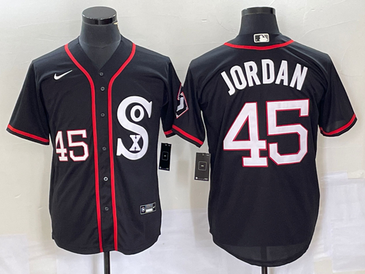 Men's Chicago White Sox Michael Jordan #45 Black Authentic Game jersey