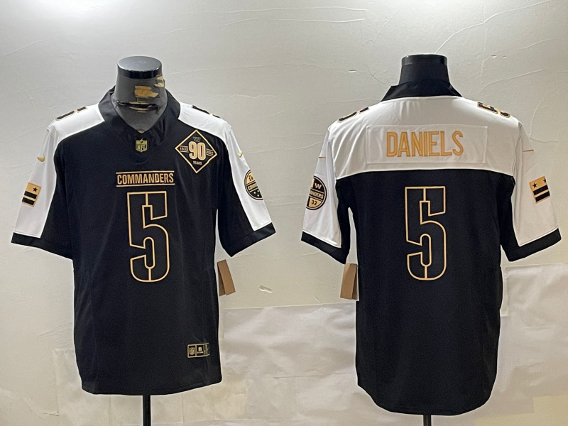 Men's Washington Commanders Jayden Daniels #5 Black Game Player jersey