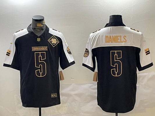 Men's Washington Commanders Jayden Daniels #5 Black Game Player jersey