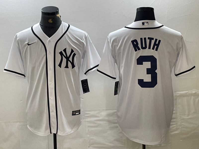 Men's New York Yankees Babe Ruth #3 White Limited Game jersey